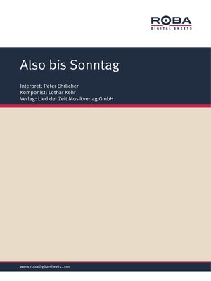 cover image of Also bis Sonntag